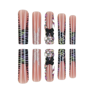 10 pièces de faux ongles à presser faits main, nouveau style estival insulaire, pour femmes, articles de <span class=keywords><strong>manucure</strong></span> à succès limité - Product Image 2