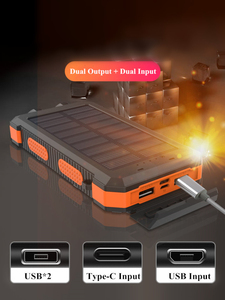 Banca di energia solare banche <span class=keywords><strong>20000</strong></span> mah caricabatterie per telefono impermeabile a LED <span class=keywords><strong>20000</strong></span> mah 2 <span class=keywords><strong>Powerbank</strong></span> USB per bussola esterna Cargador - Product Image 3