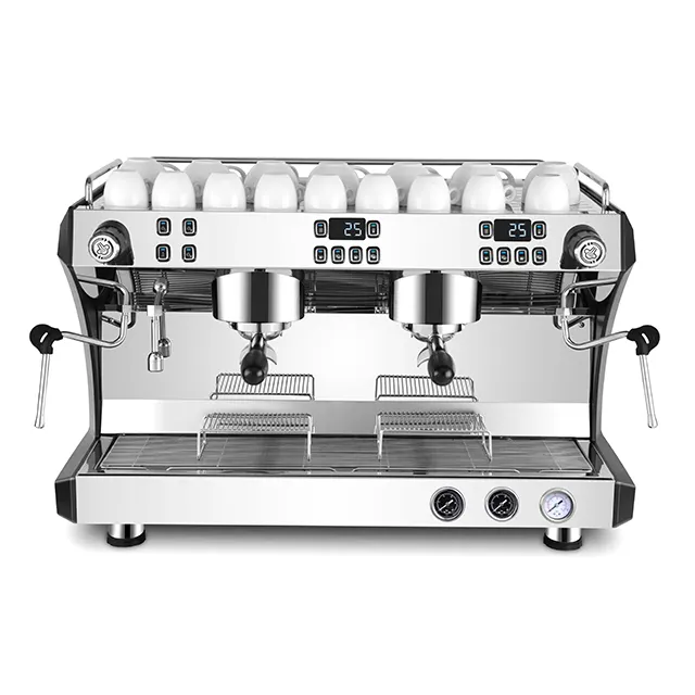 Nuovo arrivo doppio gruppo caldaie triple macchina da caffè macchina per caffè espresso riscaldamento acqua e montalatte a vapore per Cappuccino Latte