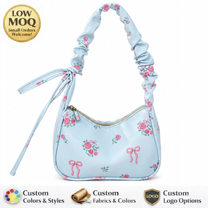 Sac à main quotidien imprimé avec ornements de perles, élégant et tendance, pour femme, avec une seule bandoulière, motif floral et bonbons, idéal pour l'été - Product Image 1