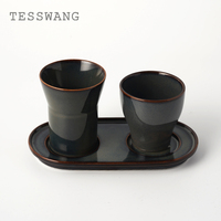 TESSWANG Vente en gros d'ensembles d'assiettes et de bols chinois, ensemble de vaisselle en céramique, ensemble de vaisselle en porcelaine noire pour restaurant occidental