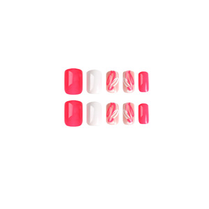 Faux ongles courts <span class=keywords><strong>Gel</strong></span> <span class=keywords><strong>Gel</strong></span> <span class=keywords><strong>Rouge</strong></span> <span class=keywords><strong>Blanc</strong></span> Carré Faux ongles Conseils Faux ongles naturels pour dame avec onglets adhésifs - Product Image 5