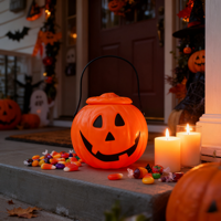 Seau à bonbons en plastique Yaode pour Halloween, grand format, pour enfants, décoration d'intérieur pour l'automne, vente en gros