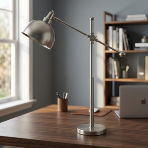 Lampe de table LED E26 simple à alimentation CC, industrielle, en métal, rotative et réglable, petite, pour décoration de chambre, élégante et luxueuse, usine OEM/ODM - Product Image 4