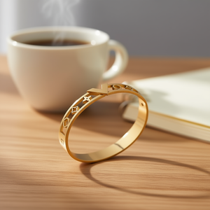 Bracciale in Acciaio Inossidabile con Design Floreale a V Traforato, Gioielli alla Moda - Product Image 2