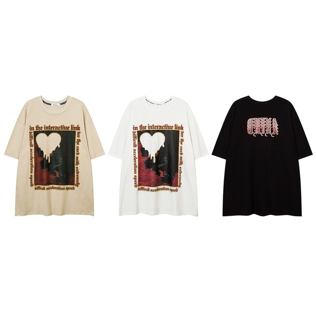 Customized Hip Hop love Print Short-sleeved T-shirt Men and Women Summer Five-point Sleeve Unisex T-shirt