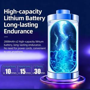 Aspirateur de voiture portable électrique à main en plastique ABS noir, autonomie de 30 à 45 minutes, pour la maison, l'extérieur et le <span class=keywords><strong>garage</strong></span> - Product Image 2