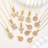 TK Collier tendance pour femme, ensemble de 26 lettres, plaqué or, pendentif fleur de sucre candi, lettres anglaises en zircon, collection anniversaire, best-seller