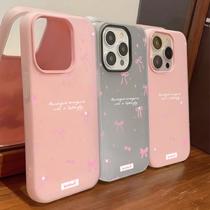 เหมาะสำหรับเคสไอโฟน 17 โปรแม็กซ์ โบว์สีชมพูสไตล์เกาหลี รูขนาดใหญ่ เคสโทรศัพท์กันกระแทก - Product Image 1