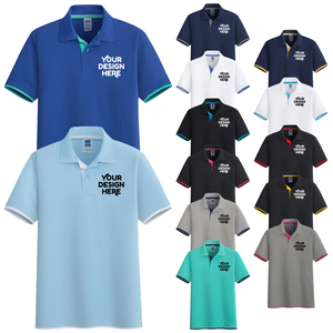 DOVEARK Custom Logo 2-Buttons 195G 65%Cotton 35%Polyester Blank Stripes Sleeve Heavy Weight Short Sleeve Unisex Men's POLO Shirt