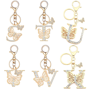 Llavero de Aleación de Zinc Chapado en Oro con Forma de Mariposa y Letra Inicial M, Impermeable, Ligero, para Mujeres y Niñas, con Cristales - Product Image 3