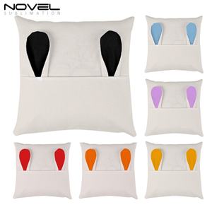 Cadeau de Pâques en gros, coussin avec motif d'oreilles de lapin, coussin à sublimation, housse de coussin personnalisée, oreilles de lapin, taie d'oreiller de poche - Product Image 6