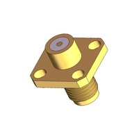 Conector Hembra SMA de Montaje con Brida de 4 Orificios, Serie KFD, 50 Ohm, 18 GHz, de Latón y Acero Inoxidable