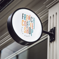 Koncept panneau mural suspendu latéral personnalisé enseigne montée en cercle deux côtés boîte à lumière LED signe pour Bar Restaurant magasin signes