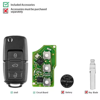 Llave Remota Universal para Auto Xhorse XKB501EN para VW B5 Tipo 3, 3 Botones, Material ABS+PCB Negro, Incluye Programador, 1 Año de Garantía