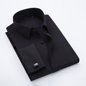 Camicie Eleganti da Uomo di Alta Qualità in Fibra di Bambù a Tinta Unita con <span class=keywords><strong>Polsini</strong></span> <span class=keywords><strong>Doppi</strong></span> e Gemelli, a Maniche Lunghe - Product Image 6