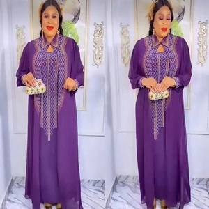 Robes de Soirée Africaines Grande Taille pour Femmes en Mousseline <span class=keywords><strong>Boubou</strong></span> Ankara Dashiki, Ensemble 2 Pièces Tenue Caftan Abayas Robe Djellaba <span class=keywords><strong>Femme</strong></span> de Dubaï - Product Image 1