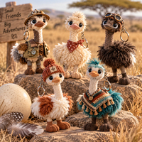 Porte-clés en peluche d'autruche personnalisé, style safari, vente en gros, cadeau souvenir pour les magasins de zoos, les musées et la vente au détail de produits touristiques