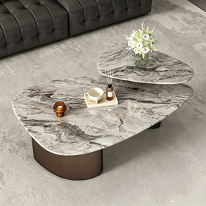 Table basse en <span class=keywords><strong>quartz</strong></span> artificiel artisanal irrégulier, style européen moderne, pierre sculptée antique sur mesure - Product Image 3