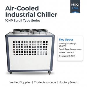 เครื่องทำน้ำเย็นแบบระบายความร้อนด้วยอากาศ 5HP-10HP พร้อมโลโก้สั่งทำพิเศษ ระบบทำความเย็นอุตสาหกรรม พร้อมคอมเพรสเซอร์แบบสกรอลล์ ปั๊มแบบใบพัด และถังสำหรับโรงงาน - Product Image 3