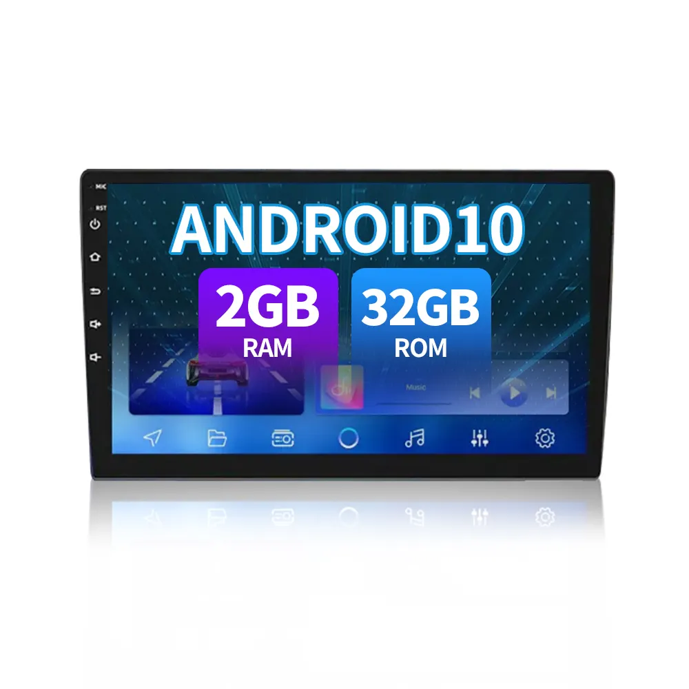 Ts7 2 + 32Gb 9 inci Dvd portabel untuk mobil, Unit kepala navigasi Wifi Bluetooth Universal Radio Stereo AHD layar sentuh untuk Radio mobil