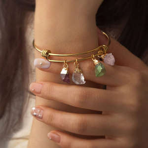 Brazalete Ajustable Dorado con Dijes de Piedras Preciosas Naturales, Joyería Bohemia de Moda, Accesorios de Piedra de Nacimiento, Regalo para el Día de la Madre - Product Image 2