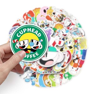 50 Uds juego creativo dibujos animados Graffiti impermeable decorativo cuaderno equipaje coche pegatina animada <span class=keywords><strong>Cuphead</strong></span> pegatina personalizada - Product Image 6