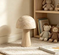 Champignon en bois fabriqué en usine 9,5xH13cm pour la décoration de la maison, présentation sur table, une seule pièce