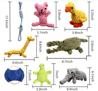 Jouets de dentition pour chien résistants aux morsures, ensemble de balles en corde de coton nouées, jouets interactifs en peluche couineurs, cordes à mâcher pour la dentition