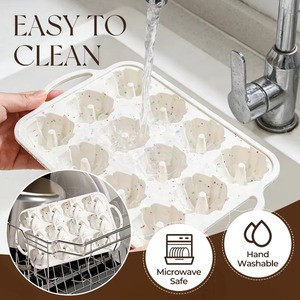 Factory Beige 12 Cups LFGB Non Stick BPA Free Metal Reinforced Frame <b>Silicone</b> Cupcake Pan Muffin Baking Mold - Product Image 6