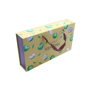 Boîte cadeau rigide Valerap, forme rectangulaire, en carton, avec impression pomme et poignée, pour emballage alimentaire - Product Image 2