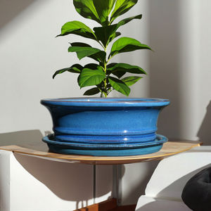 Vasi di fiori rettangolari ovali smaltati in argilla <span class=keywords><strong>viola</strong></span> classici vasi Bonsai in ceramica vassoi/Base per Bonsai <span class=keywords><strong>da</strong></span> tavolo/giardinaggio contenitore - Product Image 1