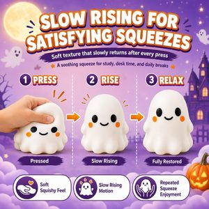 Jouet Squishy Géant Fantôme d'Halloween, Jouet Anti-Stress Fantôme Blanc Géant avec Boîte Cadeau Individuelle, Squishy Violet - Product Image 3