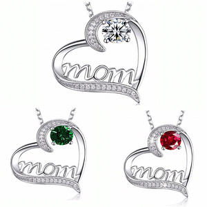 Collares de Cadena con Letra de Zirconia en Forma de Corazón de Alta Calidad para el Día de la Madre - Product Image 1