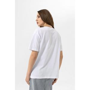 T-shirt da donna con dettaglio in paillettes stampato multicolore bianco frontale