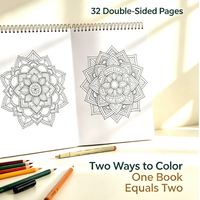 Livre de coloriage à spirale avec motif mandala pour adultes, art thérapeutique, activité de relaxation, pages recto-verso