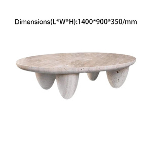 Mesa de Centro de Travertino Natural de Alta Gama con Patas Curvas Orgánicas, Mesa Artística para Sala de Estar Moderna Italiana Estilo Wabi-Sabi y <span class=keywords><strong>Hotel</strong></span> - Product Image 6