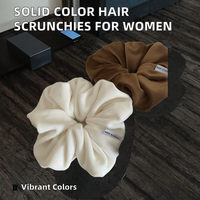 Scrunchie rambut wanita berkualitas bagus, warna solid, desain floral, elastis, penjepit rambut, ikat rambut.