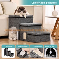 Escabeau pliable antidérapant pour animaux de compagnie avec rangement pour chiens et chats, pour monter sur les canapés et les escaliers