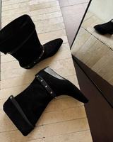 Bottes d'équitation pour femmes en cuir véritable à talon compensé mi-mollet pour l'hiver