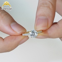 Bague Pavé Classique Goldleaf en Or Massif 18K Plaqué Platine avec Diamant de Laboratoire 1-3 Carats pour Fiançailles, Anniversaire, Mariage, Fête, Certifiée IGI