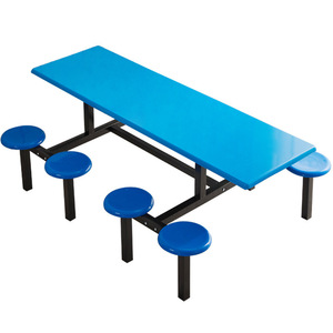 Mesa y Sillas de Acero Inoxidable para Cafetería Escolar, Juego Integrado de Comida Rápida para 4, 6 u 8 Personas, para Adultos - Product Image 4
