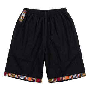 Nepali Bohemian <b>Hippie</b> Style GM-11121 Winter Hemp Shorts <b>Pants</b> Cotton Hemp Shorts with Solid Pattern Decoration - Product Image 1