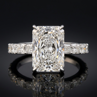 Bague de fiançailles en diamant de laboratoire taille radiant 3,50 carats certifiée IGI Couleur E VS1 Style classique pour femme plaqué or 14K Élégante