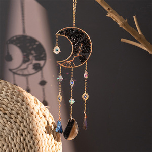 Naturale 7 Chakra albero della vita agata malocchio campanelli del vento di cristallo Suncatcher <span class=keywords><strong>Dreamcatcher</strong></span> ornamento appeso per parete - Product Image 1