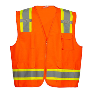 Chaleco de Seguridad Estilo Americano CITICITY, Naranja Clase 2, Multibolsillos, Alta Visibilidad, Reflectante, con Logotipo y Cremallera - Product Image 2