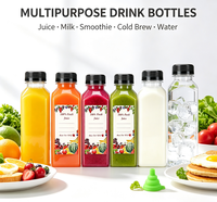 Botellas de Plástico Cuadradas al por Mayor para Jugos con Tapas Antiderrames, Envases Desechables para Bebidas, para Jugos, Smoothies y Bebidas Frías