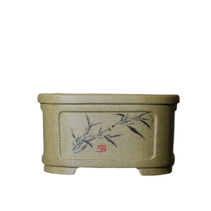 Handmade Purple Clay Bonsai <b>Pot</b> <b>Square</b> Shape Engraved Kui Design Classic Style - Product Image 5