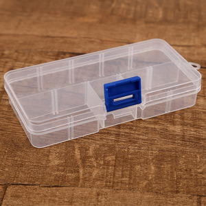 Small 10-Compartment Transparent Plastic Storage <b>Box</b> With Cover For Jewelry Accessories Organizing 2.4L Capacity - Product Image 3
