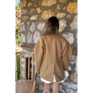 Abrigo de Dos Botones para Mujer, Marca Camel, Manga Larga, Tejido, Cálido, Estilo Casual - Product Image 1